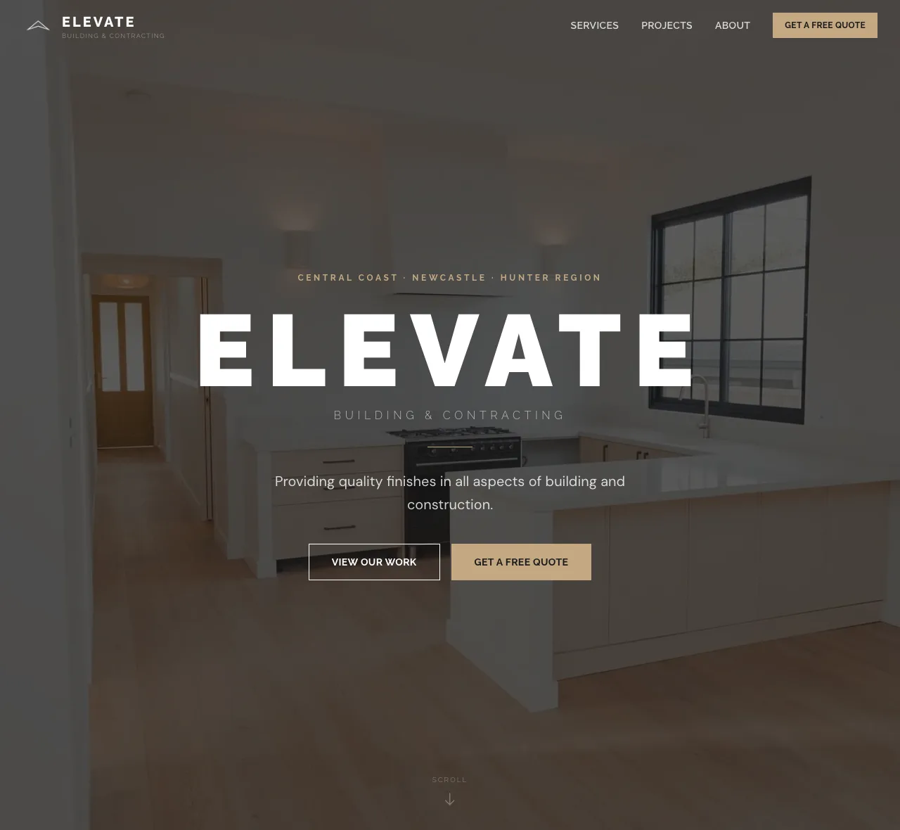 Elevate — construction website designed by Samuel Meredith